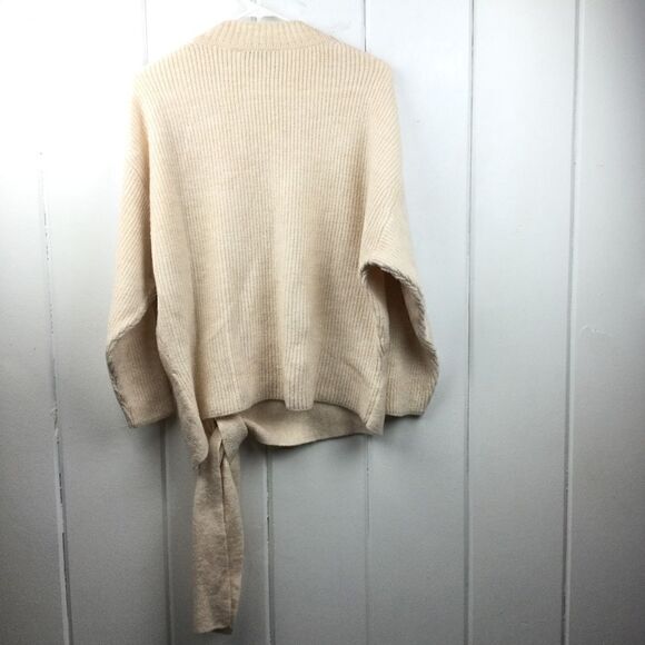 Mango Cream Shaker Knit Sweater, Crew Neck, Tie Waist, Size Small - Picture 7 of 10